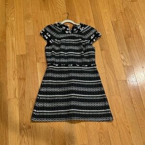 Tory Burch Black and White Striped Mini Dress